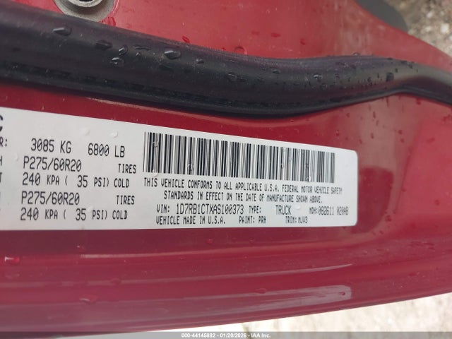 2010 Dodge Ram 1500 Slt/sport/trx მანქანა იყიდება აუქციონზე, vin: 1D7RB1CTXAS100373, აუქციონის ნომერი: 44145882