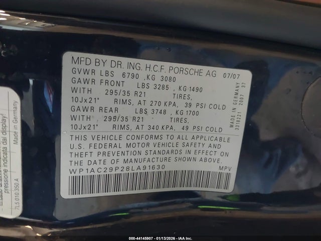 2008 PORSCHE CAYENNE WP1AC29P28LA91630 Photo 8