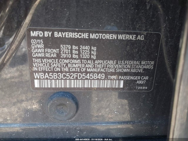Продаж на аукціоні авто 2015 Bmw 535i Xdrive, vin: WBA5B3C52FD545849, номер лоту: 44145928