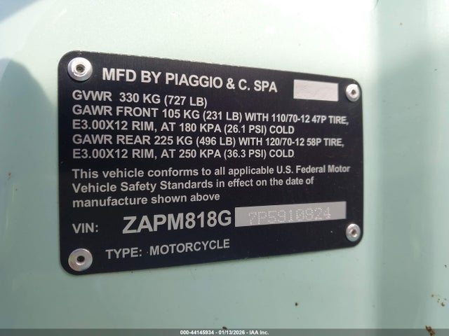 ZAPM818G7P5910824 Vespa Primavera/sprint 150