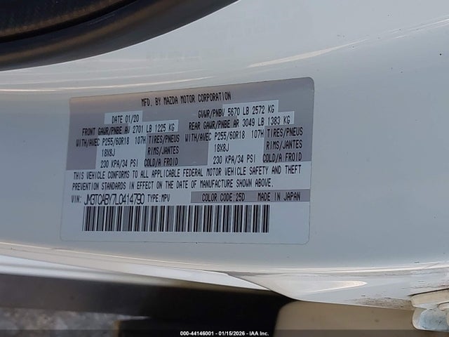 Продаж на аукціоні авто 2020 Mazda Cx-9 Sport, vin: JM3TCABY7L0414790, номер лоту: 44146001