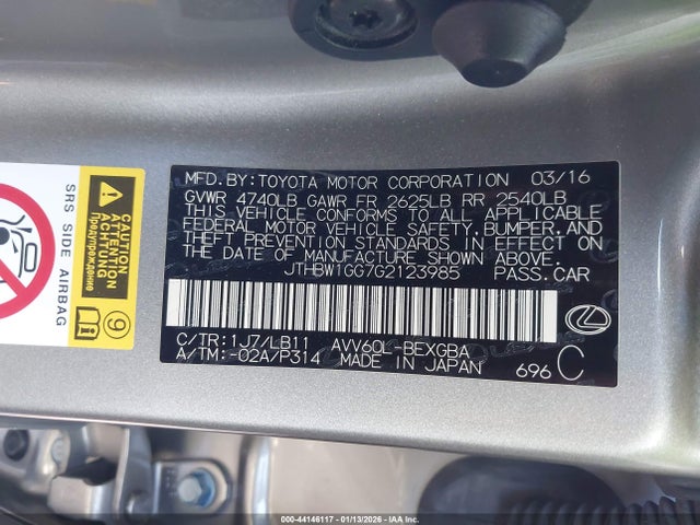 2016 LEXUS ES 300H JTHBW1GG7G2123985 Photo 8