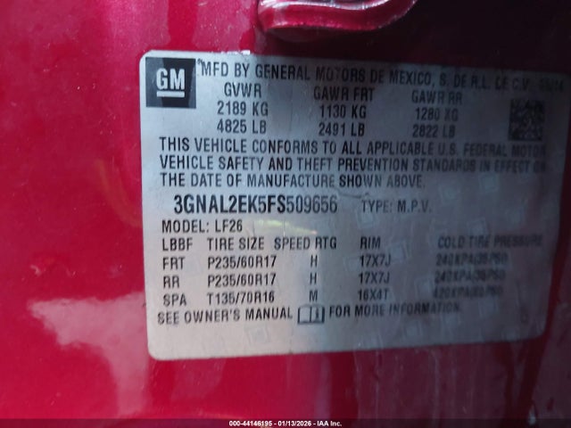 3GNAL2EK5FS509656 Chevrolet Captiva Sport 2ls