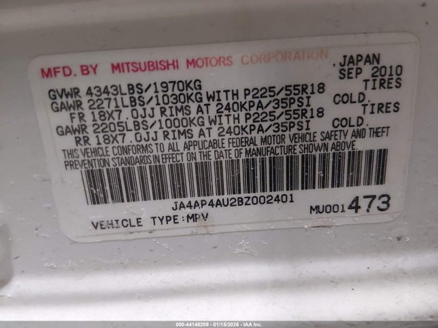 Aukcja sprzedaży 2011 Mitsubishi Outlander Sport Se, vin: JA4AP4AU2BZ002401, numer aukcji: 44146209
