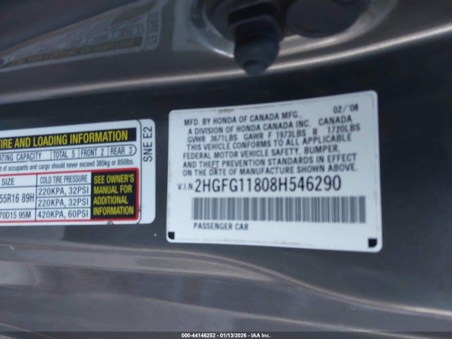 Продаж на аукціоні авто 2008 Honda Civic Ex, vin: 2HGFG11808H546290, номер лоту: 44146252