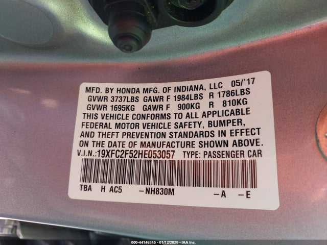 Продаж на аукціоні авто 2017 Honda Civic Lx, vin: 19XFC2F52HE053057, номер лоту: 44146345