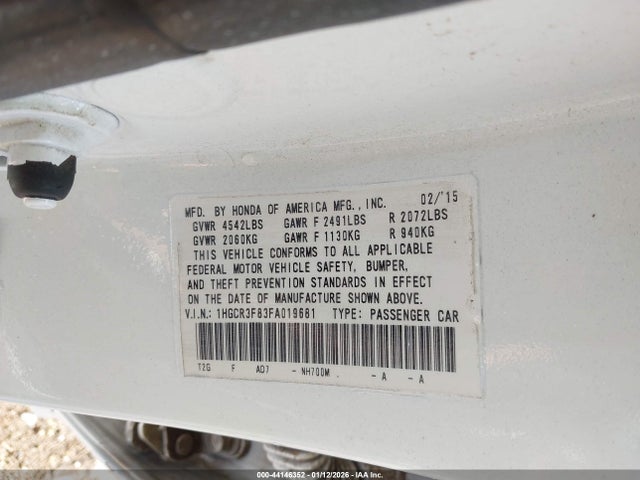 Honda Accord Ex-l V-6 2015 1HGCR3F83FA019681 Image 9