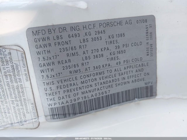 2009 PORSCHE CAYENNE WP1AA29P19LA03657 Photo 8
