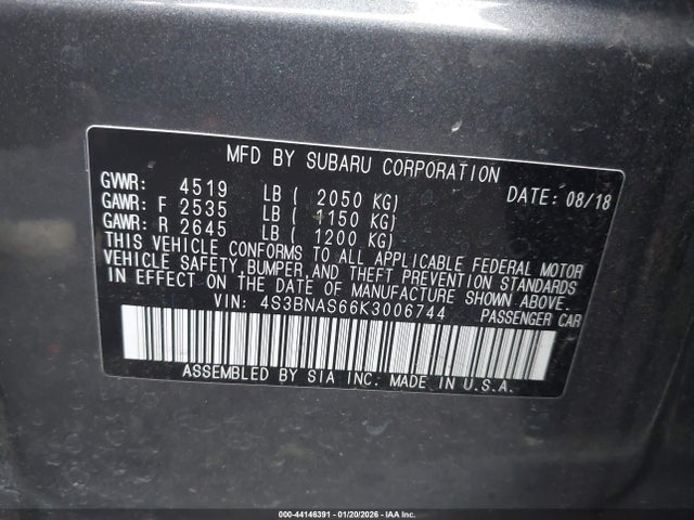 4S3BNAS66K3006744 Subaru Legacy 2.5i Sport