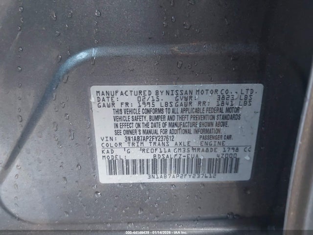 Nissan Sentra Fe+ S 2015 3N1AB7AP2FY237612 Image 9