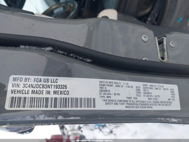 Продажа на аукционе авто 2022 Jeep Compass Limited 4x4, vin: 3C4NJDCB3NT193326, номер лота: 44146465