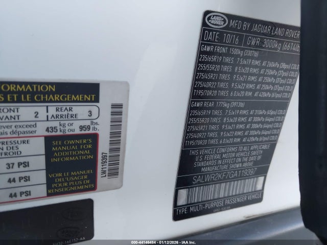 SALWR2KF7GA119397 Land Rover Range Rover Sport 3.0l V6 Turbocharged Diesel Hse Td6
