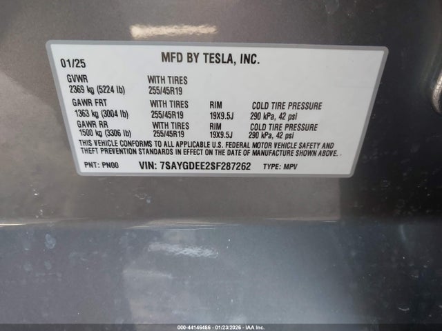 2025 TESLA MODEL Y 7SAYGDEE2SF287262 Photo 8