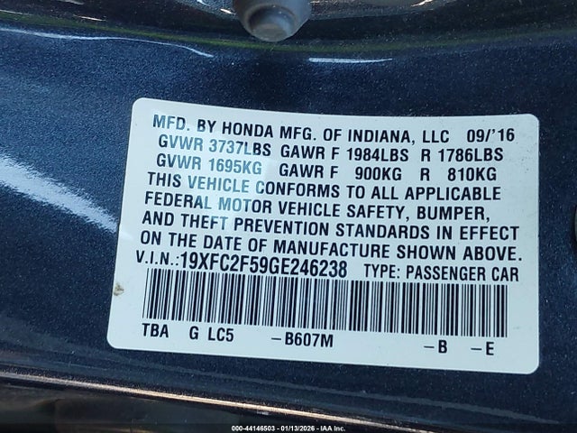 19XFC2F59GE246238 Honda Civic Lx