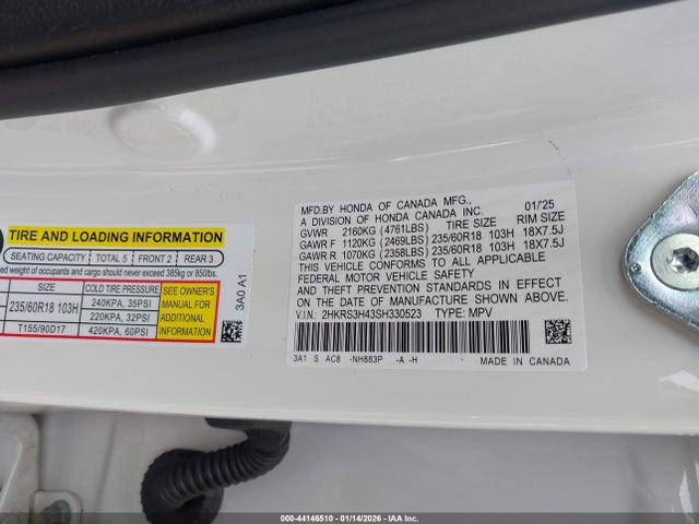 Продаж на аукціоні авто 2025 Honda Cr-v Ex 2wd, vin: 2HKRS3H43SH330523, номер лоту: 44146510