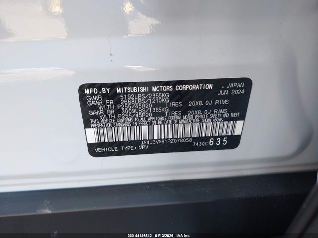 2024 MITSUBISHI OUTLANDER JA4J3VA81RZ078058 Photo 8