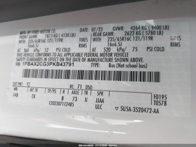 Ford Transit-350 Passenger Van Xlt 2023 1FBAX2CG3PKB43791 Image 9