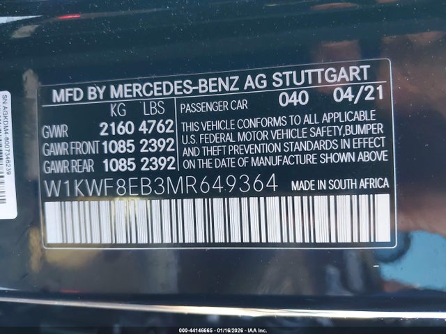 2021 MERCEDES-BENZ C 300 W1KWF8EB3MR649364 Photo 8