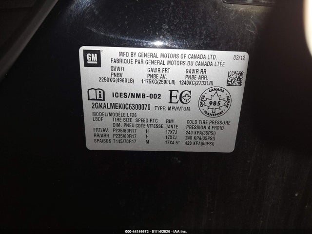 2012 GMC TERRAIN 2GKALMEK0C6300070 Photo 8