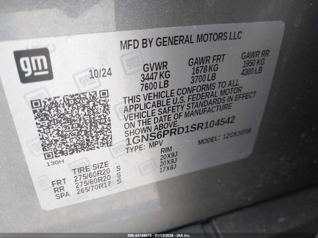 1GNS6PRD1SR104542 Chevrolet Tahoe 4wd Z71