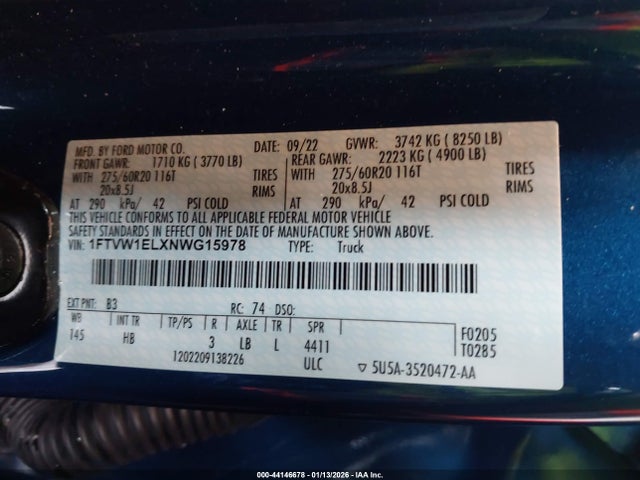 2022 FORD F-150 LIGHTNING 1FTVW1ELXNWG15978 Photo 8