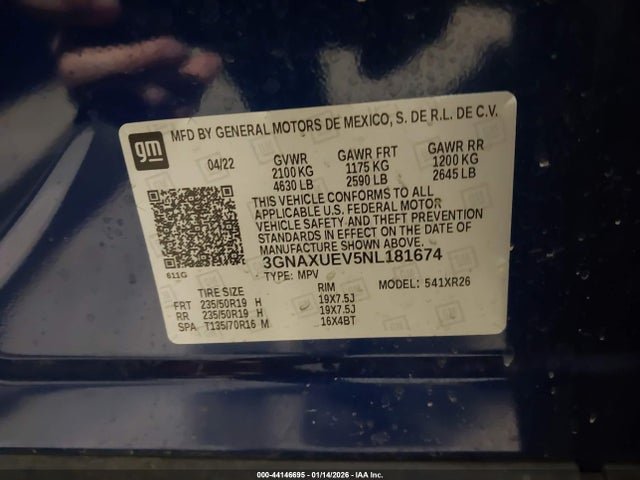 3GNAXUEV5NL181674 Chevrolet Equinox Awd Lt