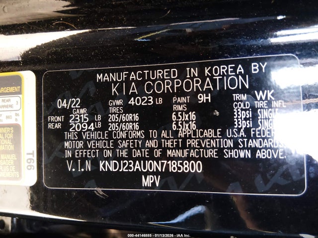 KNDJ23AU0N7185800 KIA SOUL LX