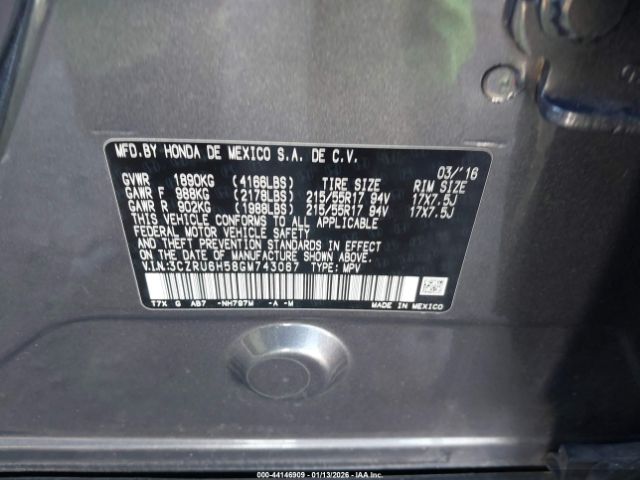 2016 HONDA HR-V 3CZRU6H58GM743067 Photo 8