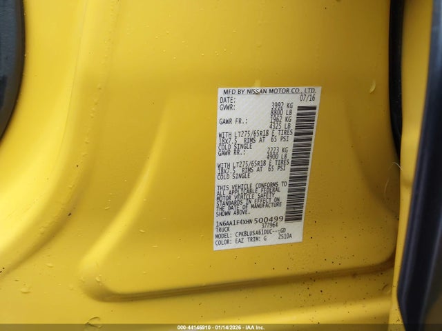 1N6AA1F4XHN500499 Nissan Titan Xd Pro-4x Gas