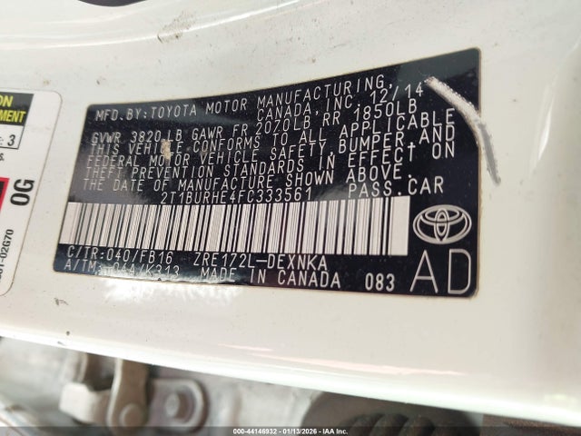 Toyota COROLLA LE 2015 2T1BURHE4FC333561 Image 9