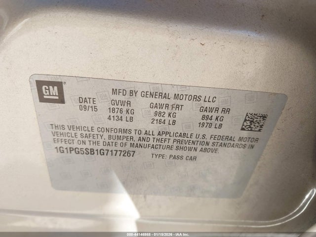 1G1PG5SB1G7177267 Chevrolet Cruze Limited Ltz Auto