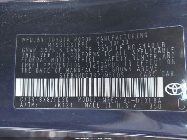 2024 TOYOTA COROLLA 5YFB4MDE3RP095005 Photo 8