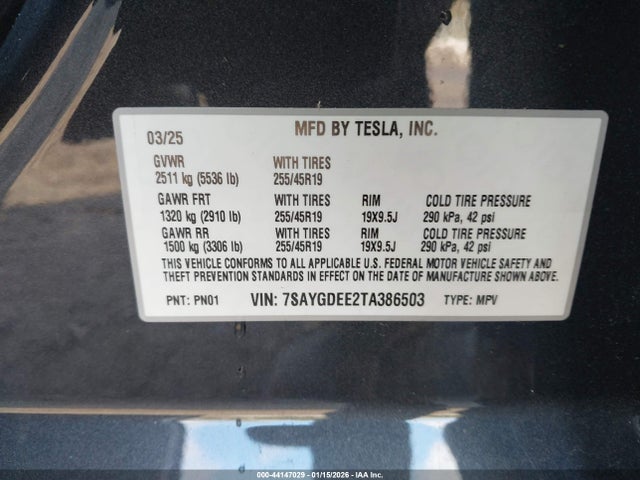 2026 TESLA MODEL Y 7SAYGDEE2TA386503 Photo 8
