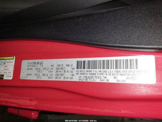 44147040 :رقم المزاد ، 1C4BJWDG2FL751415 vin ، 2015 Jeep Wrangler Unlimited Sport مزاد بيع