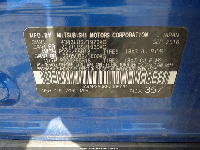 2017 MITSUBISHI OUTLANDER SPORT JA4AP3AU6HZ005031 Photo 8