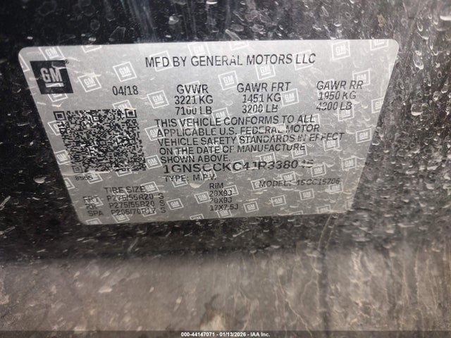 Продаж на аукціоні авто 2018 Chevrolet Tahoe Premier, vin: 1GNSCCKC4JR338045, номер лоту: 44147071