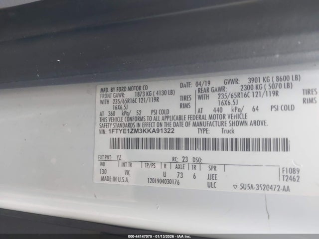2019 FORD TRANSIT-150 1FTYE1ZM3KKA91322 Photo 8