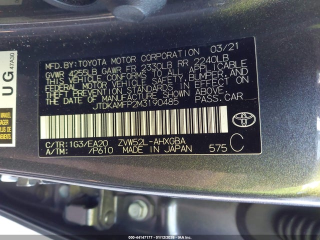 2021 TOYOTA PRIUS PRIME JTDKAMFP2M3190485 Photo 8