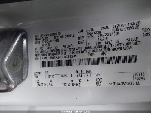 2016 FORD ESCAPE 1FMCU9GX9GUC29249 Photo 8