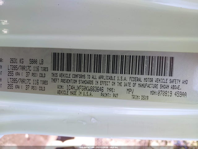 2019 JEEP WRANGLER UNLIMITED 1C4HJXFG0KW663646 Photo 8