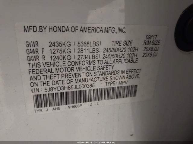 2018 ACURA MDX 5J8YD3H85JL000385 Photo 8
