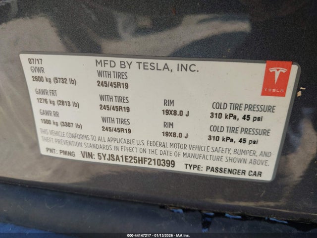 2017 TESLA MODEL S 5YJSA1E25HF210399 Photo 8