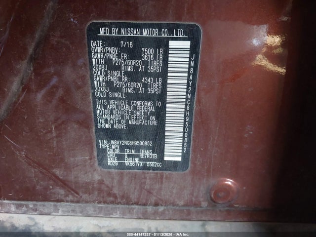 JN8AY2NC8H9500852 Nissan Armada Sl