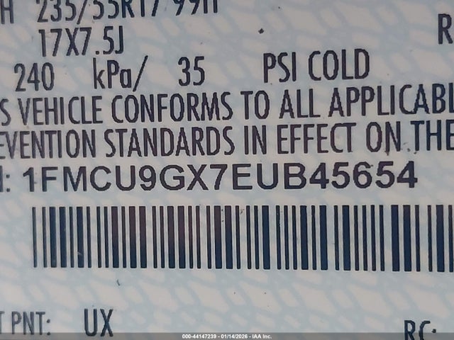 44147239 :رقم المزاد ، 1FMCU9GX7EUB45654 vin ، 2014 Ford Escape Se مزاد بيع