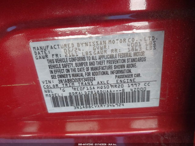 3N1AB8CVXRY346924 Nissan Sentra Sv Xtronic Cvt