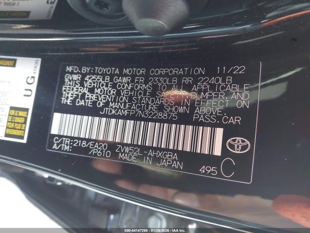 2022 TOYOTA PRIUS PRIME JTDKAMFP7N3228875 Photo 8