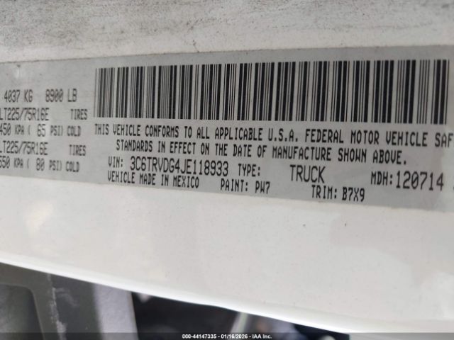 2018 RAM PROMASTER 2500 3C6TRVDG4JE118933 Photo 8