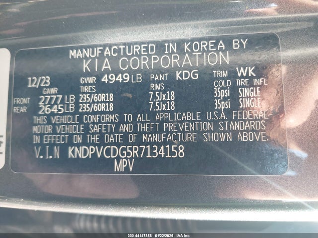 44147356 :رقم المزاد ، KNDPVCDG5R7134158 vin ، 2024 Kia Sportage Hybrid Ex مزاد بيع