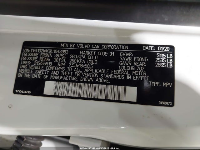 2020 VOLVO V60 CROSS COUNTRY YV4102WK9L1043983 Photo 8