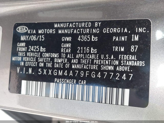 5XXGM4A79FG477247 KIA Optima Lx